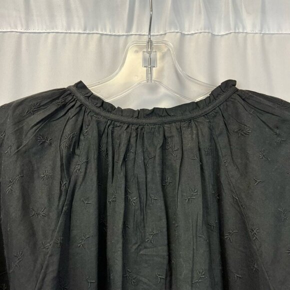 Old Navy Button Up Shift Dress Black Ruffle Jewel Neck 3/4 Sleeve S Tall New - Picture 5 of 12